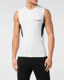 Biały tank top z logo