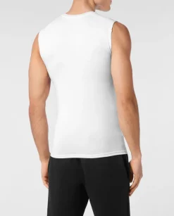 Biały tank top z logo