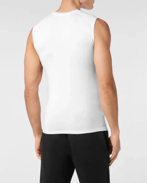 Biały tank top z logo