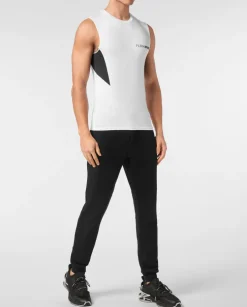 Biały tank top z logo