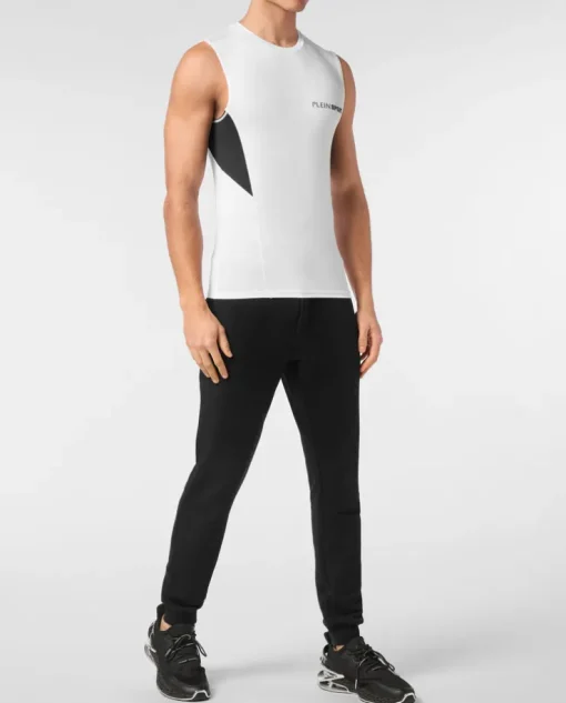 Biały tank top z logo