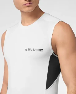 Biały tank top z logo