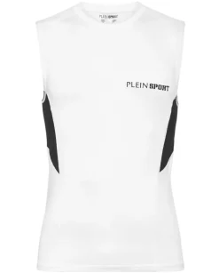 Biały tank top z logo