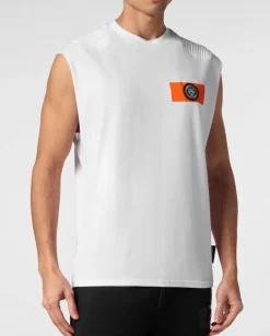 Biały tank top z logo