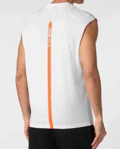 Biały tank top z logo