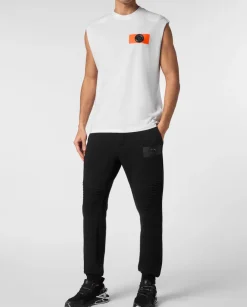 Biały tank top z logo