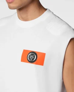 Biały tank top z logo