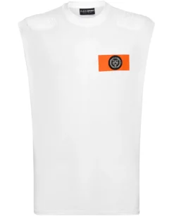 Biały tank top z logo