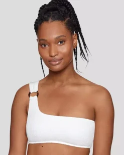 Biały top bikini na jedno ramię