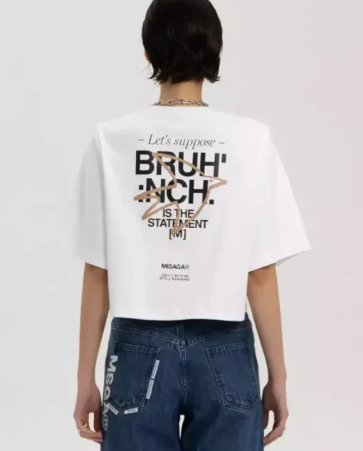 Biały t-shirt Brunch Crop