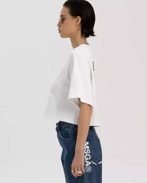 Biały t-shirt Brunch Crop