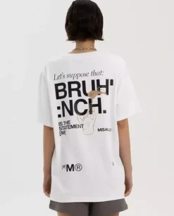 Biały t-shirt Brunch Relaxed
