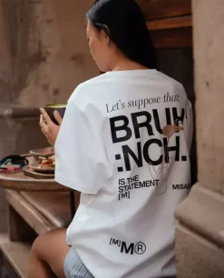 Biały t-shirt Brunch Relaxed