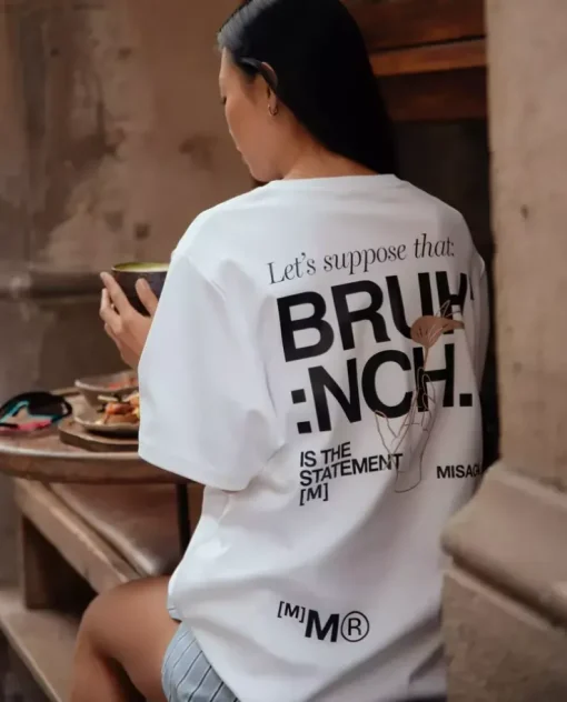 Biały t-shirt Brunch Relaxed