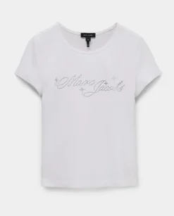 Biały t-shirt Charm Logo Shrunken