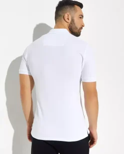 Biały t-shirt polo z kolorową grafiką