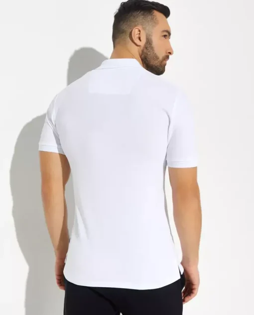 Biały t-shirt polo z kolorową grafiką
