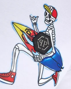 Biały t-shirt polo z kolorową grafiką