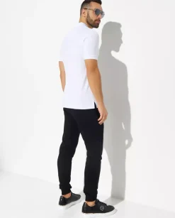 Biały t-shirt polo z kolorową grafiką