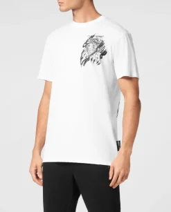 Biały t-shirt z bawełny Tiger