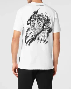 Biały t-shirt z bawełny Tiger
