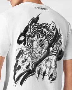 Biały t-shirt z bawełny Tiger