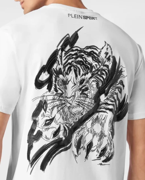 Biały t-shirt z bawełny Tiger