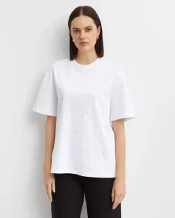 Biały t-shirt z cyrkoniami