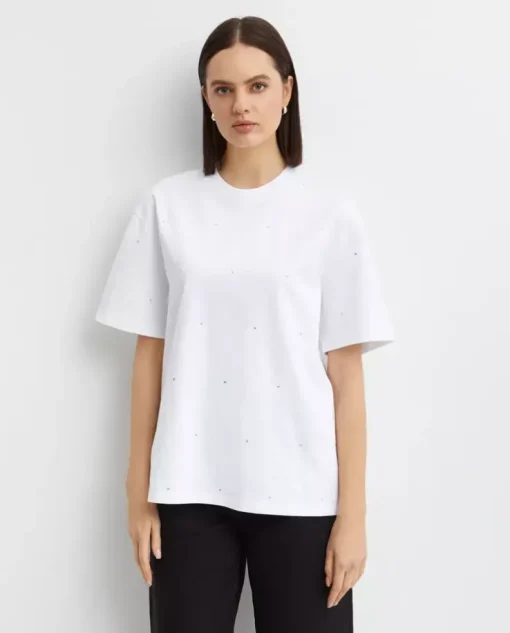 Biały t-shirt z cyrkoniami