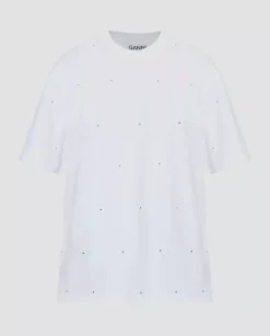 Biały t-shirt z cyrkoniami