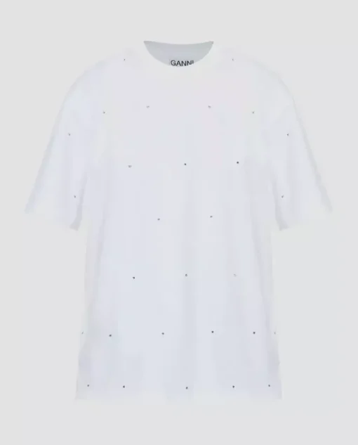Biały t-shirt z cyrkoniami