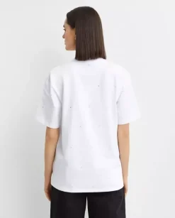 Biały t-shirt z cyrkoniami
