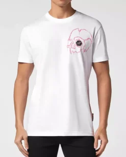 Biały t-shirt z czaszką Dripping Skull