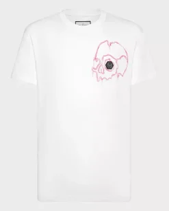 Biały t-shirt z czaszką Dripping Skull