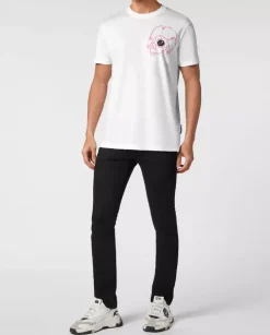 Biały t-shirt z czaszką Dripping Skull