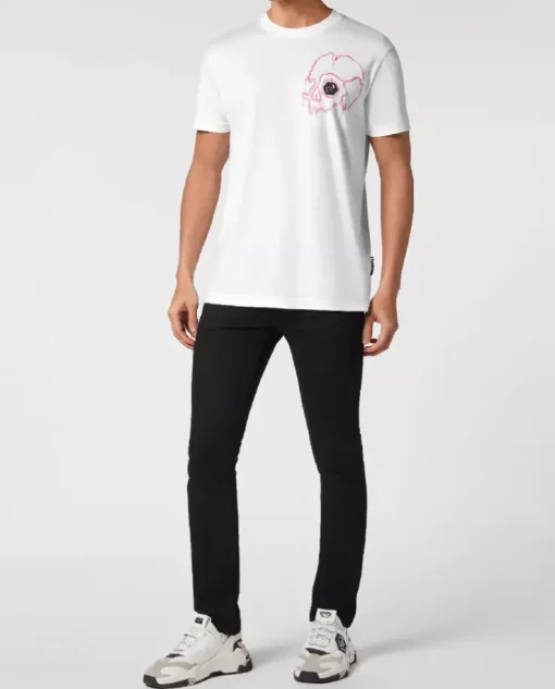 Biały t-shirt z czaszką Dripping Skull
