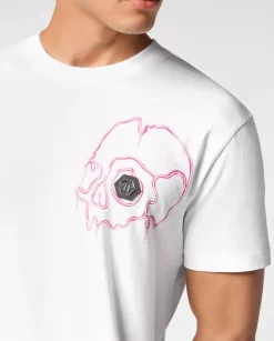 Biały t-shirt z czaszką Dripping Skull