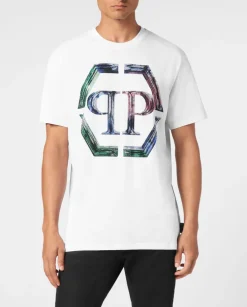 Biały T-shirt z dużym logo
