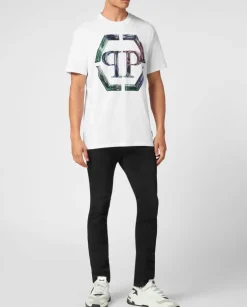 Biały T-shirt z dużym logo