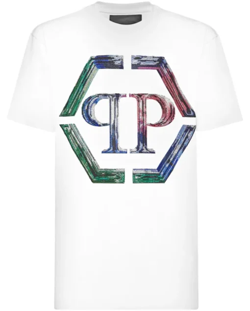 Biały T-shirt z dużym logo