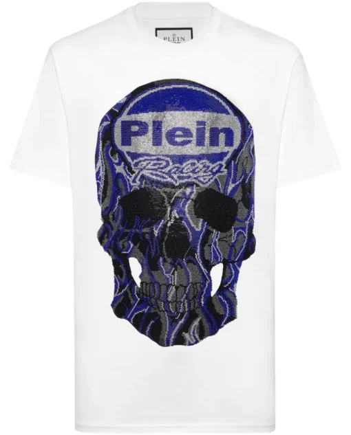 Biały t-shirt z dużym motywem czaszki