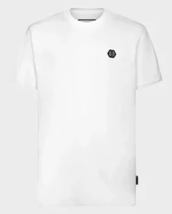Biały t-shirt z emblematem
