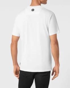 Biały t-shirt z geometrycznym logo