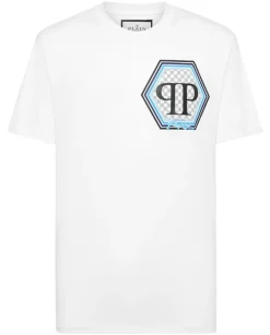 Biały t-shirt z geometrycznym logo