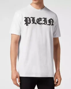 Biały t-shirt z gotyckim logo