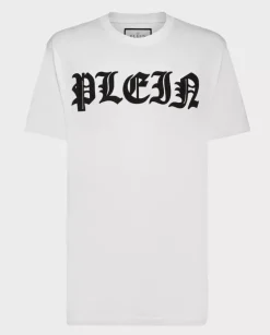 Biały t-shirt z gotyckim logo