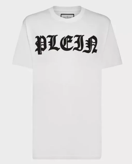 Biały t-shirt z gotyckim logo