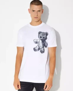 Biały t-shirt z grafiką Paisley Teddy Bear