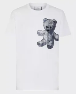 Biały t-shirt z grafiką Paisley Teddy Bear
