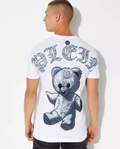 Biały t-shirt z grafiką Paisley Teddy Bear